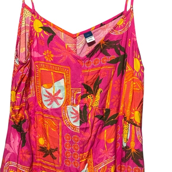 Old Navy Tropical Print Tie Strap Wide Leg Jumpsuit - Picture 3 of 9